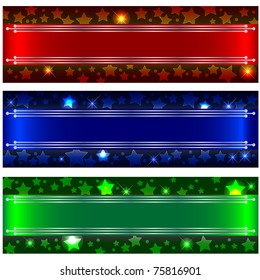 Set banners with bokeh stars and design elements. 10eps vector.