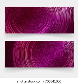 Set of banners with bright circle background. Fabric canvas with striped pattern. Vector illustration for ecological design, for web site headers or print