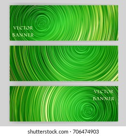 Set of banners with bright circle background. Fabric canvas with striped pattern. Vector illustration for ecological design, for web site headers or print