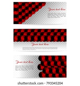 Set of banners with a bright red conical gradient for a festive design on a transparent background