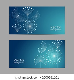 Set of banners with butterflies and flowers