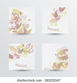 Set of banners with butterflies. Vector illustration