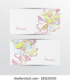 Set of banners with butterflies. Vector illustration