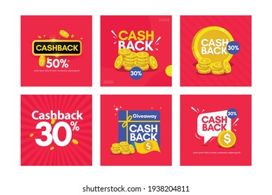 Set banners cashback vector design template.