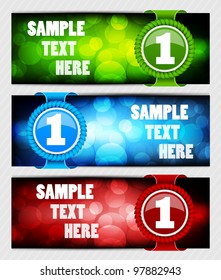 Set of banners with circles and ribbon