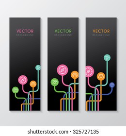 set of banners with circuit background