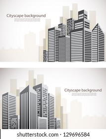 Conjunto de banners con el paisaje urbano