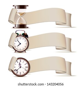 Set of banners with clocks. Vector illustration