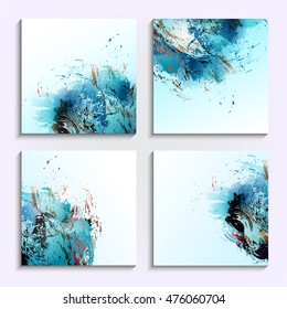 Set of banners with colored grungy blots. Imitation of paint strokes. Background with place for text for your design. Elegant abstract composition. EPS 10 Vector.