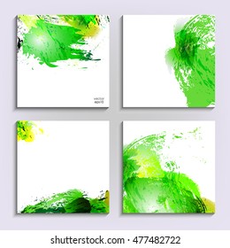 Set of banners with colored grungy blots. Imitation of paint strokes. Background with place for text for your design. Elegant abstract composition. EPS 10 Vector.