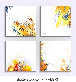 Set of banners with colored grungy blots. Imitation of paint strokes. Background with place for text for your design. Elegant abstract composition. EPS 10 Vector.