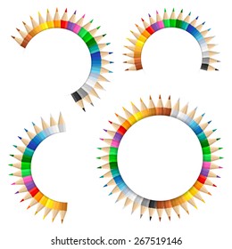 Set of banners with colored pencils, vector eps10 illustration