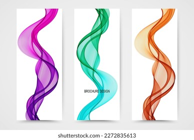 Set of banners with colored vertical waves on a white background, design element