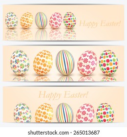 Set of banners with colorful Easter eggs
