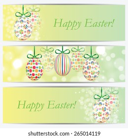 Set of banners with colorful Easter eggs
