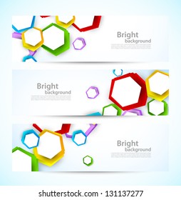 Set of banners with colorful hexagons