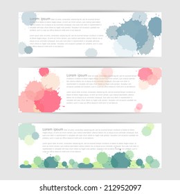 set of banners colorful  watercolor , Vector 