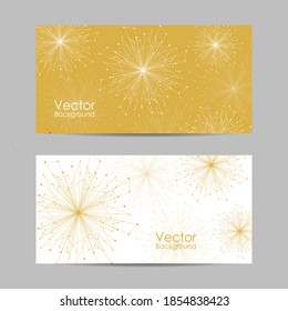 Set of banners with connected lines and dots.