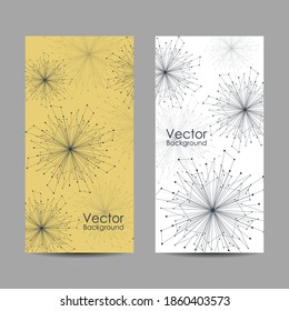 Set of banners with connected lines and dots