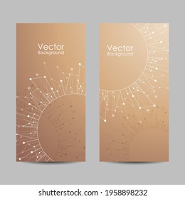 Set of banners with connected lines and dots