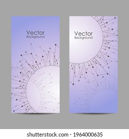 Set of banners with connected lines and dots