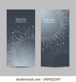 Set of banners with connected lines and dots
