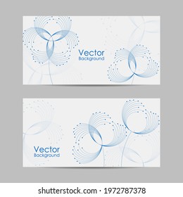 Set of banners with connected lines and dots in a shape of flowers
