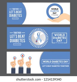 Set of banners with creative illustration for world diabetes day awareness concept. Can be used as poster, banner, header, background, icon and brochure.