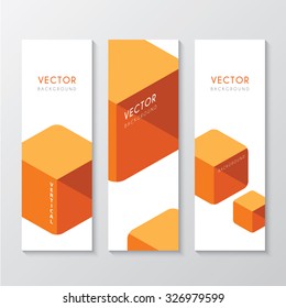 a set of banners with cube background