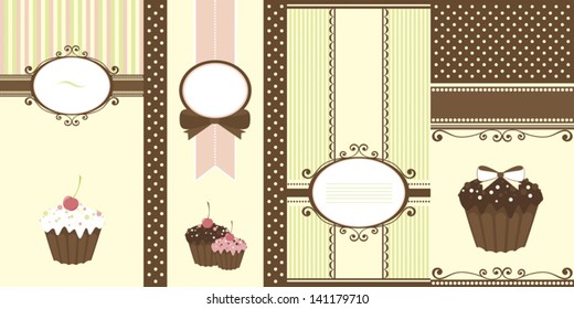 Set of banners with cupcakes