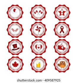 Set of banners with different icons and text for canada day celebrations