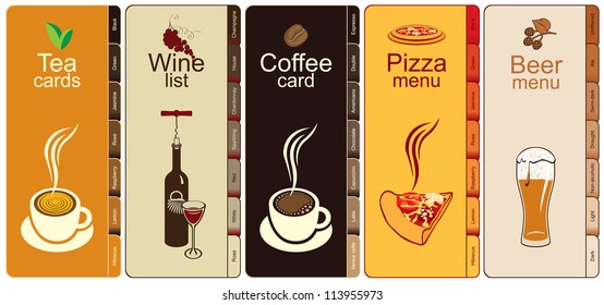 set of banners with different kinds of dishes