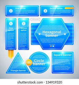 A set of banners of different shapes. Useful for web design.