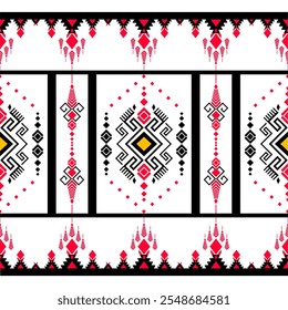 conjunto de banners com elements.Seamless padrão com formas. Design de padrão de tecido geométrico para criar padrões étnicos. Projeto de ilustração de vetor de pano tribal nativo americano sobre fundo branco.