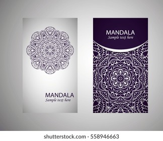 Set of banners with ethnic ornaments and patterns of the mandala. Vector decorative card or invitation design. Islam, Arabic, Indian, Turkish. Antiques, paintings, jewelry. Easy to use and edit