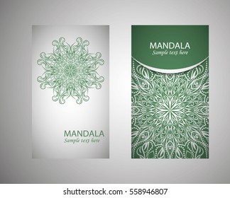 Set of banners with ethnic ornaments and patterns of the mandala. Vector decorative card or invitation design. Islam, Arabic, Indian, Turkish. Antiques, paintings, jewelry. Easy to use and edit