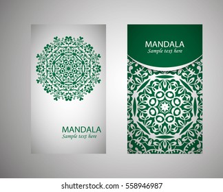 Set of banners with ethnic ornaments and patterns of the mandala. Vector decorative card or invitation design. Islam, Arabic, Indian, Turkish. Antiques, paintings, jewelry. Easy to use and edit