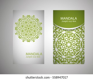 Set of banners with ethnic ornaments and patterns of the mandala. Vector decorative card or invitation design. Islam, Arabic, Indian, Turkish. Antiques, paintings, jewelry. Easy to use and edit