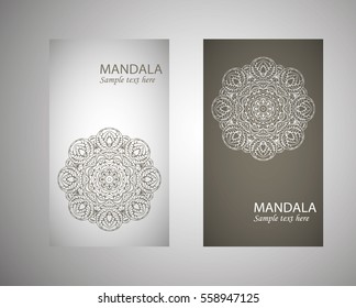 Set of banners with ethnic ornaments and patterns of the mandala. Vector decorative card or invitation design. Islam, Arabic, Indian, Turkish. Antiques, paintings, jewelry. Easy to use and edit
