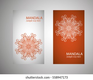 Set of banners with ethnic ornaments and patterns of the mandala. Vector decorative card or invitation design. Islam, Arabic, Indian, Turkish. Antiques, paintings, jewelry. Easy to use and edit