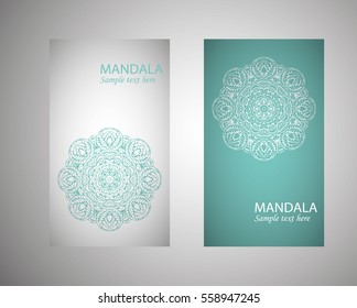 Set of banners with ethnic ornaments and patterns of the mandala. Vector decorative card or invitation design. Islam, Arabic, Indian, Turkish. Antiques, paintings, jewelry. Easy to use and edit