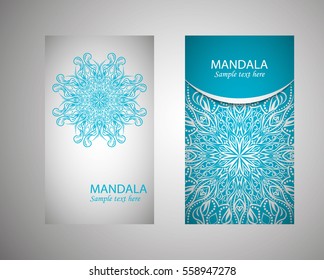 Set of banners with ethnic ornaments and patterns of the mandala. Vector decorative card or invitation design. Islam, Arabic, Indian, Turkish. Antiques, paintings, jewelry. Easy to use and edit