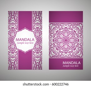 Set of banners with ethnic ornaments and patterns of the mandala. Vector decorative card or invitation design. Islam, Arabic, Indian, Turkish. Antiques, paintings, jewelry. Easy to use and edit