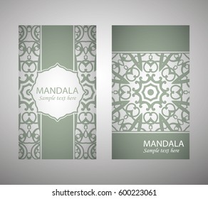 Set of banners with ethnic ornaments and patterns of the mandala. Vector decorative card or invitation design. Islam, Arabic, Indian, Turkish. Antiques, paintings, jewelry. Easy to use and edit