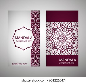 Set of banners with ethnic ornaments and patterns of the mandala. Vector decorative card or invitation design. Islam, Arabic, Indian, Turkish. Antiques, paintings, jewelry. Easy to use and edit