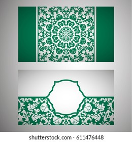Set of banners with ethnic ornaments and patterns of the mandala. Vector decorative card or invitation design. Islam, Arabic, Indian, Turkish. Antiques, paintings, jewelry. Easy to use and edit