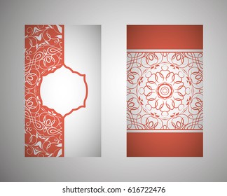 Set of banners with ethnic ornaments and patterns of the mandala. Vector decorative card or invitation design. Islam, Arabic, Indian, Turkish. Antiques, paintings, jewelry. Easy to use and edit