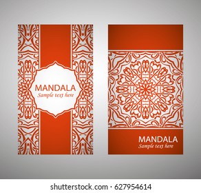 Set of banners with ethnic ornaments and patterns of the mandala. Vector decorative card or invitation design. Islam, Arabic, Indian, Turkish. Antiques, paintings, jewelry. Easy to use and edit