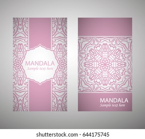 Set of banners with ethnic ornaments and patterns of the mandala. Vector decorative card or invitation design. Islam, Arabic, Indian, Turkish. Antiques, paintings, jewelry. Easy to use and edit