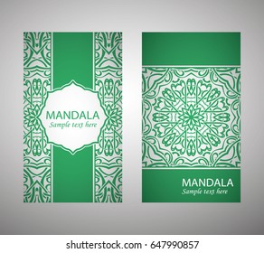 Set of banners with ethnic ornaments and patterns of the mandala. Vector decorative card or invitation design. Islam, Arabic, Indian, Turkish. Antiques, paintings, jewelry. Easy to use and edit